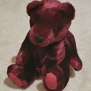Velvete By Greek 11" Plush Burgundy Teddy Bear